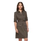 Women's Sharagano Houndstooth Roll-tab Shirtdress, Size: 12, Brown