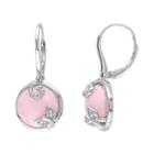 Pink Opal & 1/10 Carat T.w. Diamond Sterling Silver Butterfly Drop Earrings, Women's, White