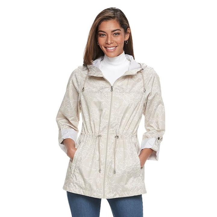 Women's D.e.t.a.i.l.s Hooded Roll-tab Packable Anorak Jacket, Size: Large, Green Oth