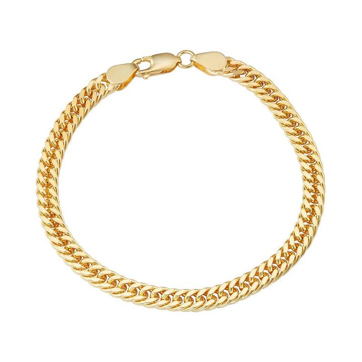Men's Sterling Silver Curb Chain Bracelet, Size: 8.5, Yellow