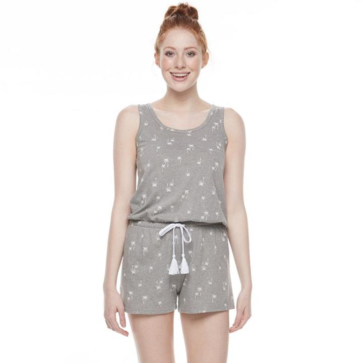 Juniors' So&reg; Drawstring Tank Romper, Girl's, Size: Large, Grey