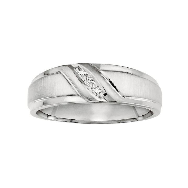 Love Always Diamond Accent Sterling Silver Wedding Band - Men, Size: 10.50, White
