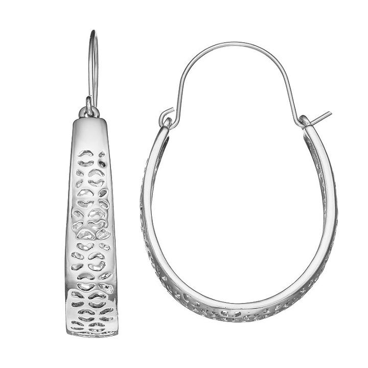 Jennifer Lopez Openwork Nickel Free U Hoop Earrings, Women's, Silver