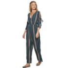 Juniors' Speechless Tie Sleeve Jumpsuit, Teens, Size: Small, Teal Rust Stripe