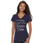 Women's Apt. 9&reg; V-neck Graphic Tee, Size: Medium, Dark Blue