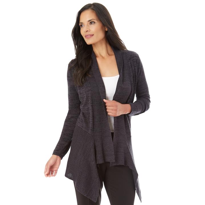 Women's Apt. 9&reg; Lurex Pointelle Cardigan, Size: Xl, Dark Grey