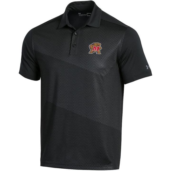 Men's Under Armour Maryland Terrapins Vivid Print Polo, Size: Xxl, Black