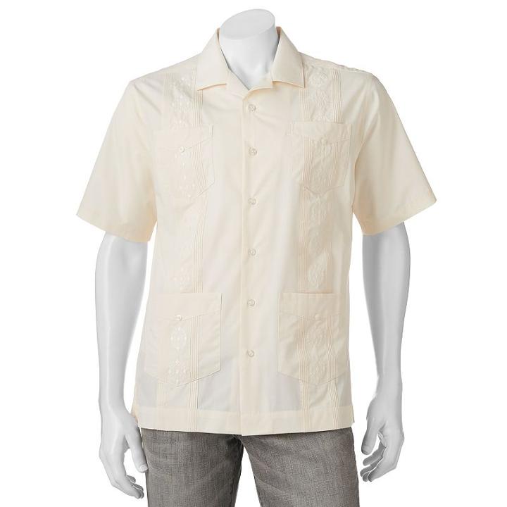 Men's Havanera Embroidered Four-pocket Button-down Shirt, Size: Xxl, Natural