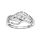 Sterling Silver 1/10 Carat T.w. Diamond 3-stone Twist Ring, Women's, Size: 7, White