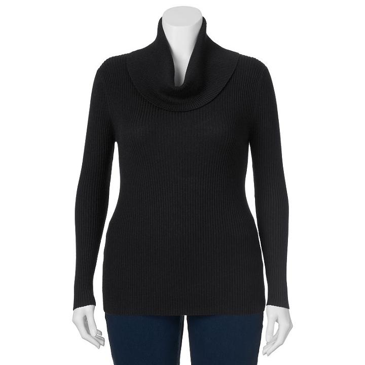 Juniors' Plus Size It's Our Time Cowlneck Ribbed Top, Girl's, Size: 2xl, Black