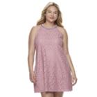 Juniors' Plus Size Candie's&reg; Embellished Halter Shift Dress, Girl's, Size: 1xl, Light Pink