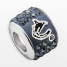Logoart Vancouver Canucks Sterling Silver Crystal Logo Bead - Made With Swarovski Crystals, Women's, Blue