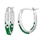 Oregon Ducks Crystal Sterling Silver Inside Out U-hoop Earrings, Women's, Green