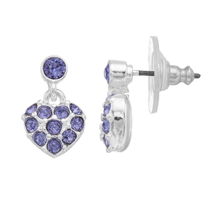 Dana Buchman Purple Crystal Heart Drop Earrings, Women's
