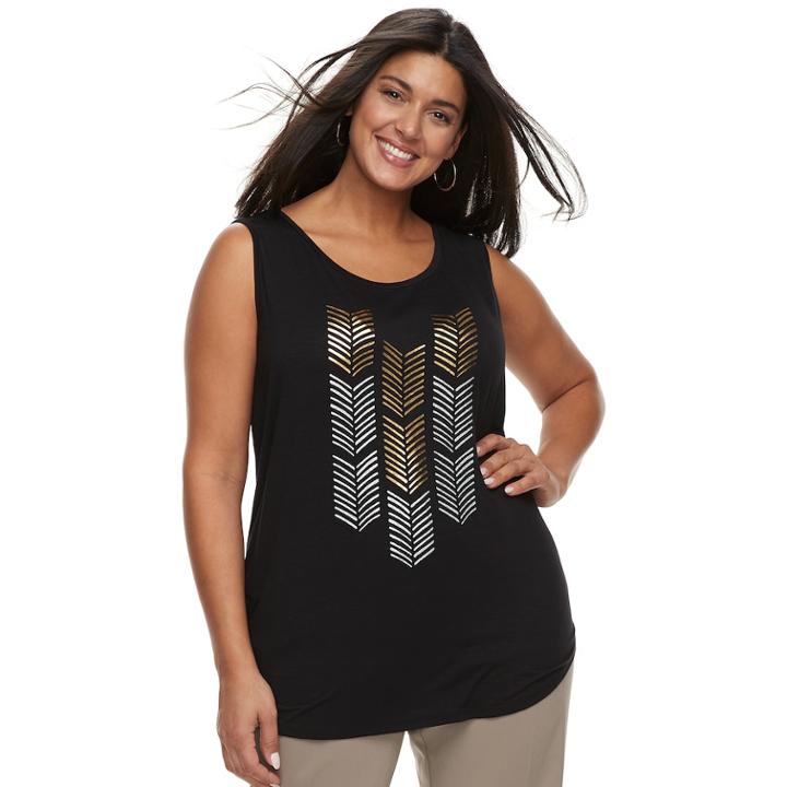 Plus Size Apt. 9&reg; Embellished Tank, Women's, Size: 0x, Black