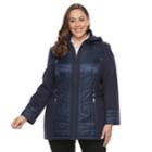 Plus Size D.e.t.a.i.l.s Hooded Mixed-media Puffer Jacket, Women's, Size: 1xl, Blue