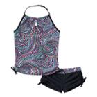 Girls 4-6x Free Country Mosaic Halter Tankini Swimsuit Set, Girl's, Size: 6, Grey Other