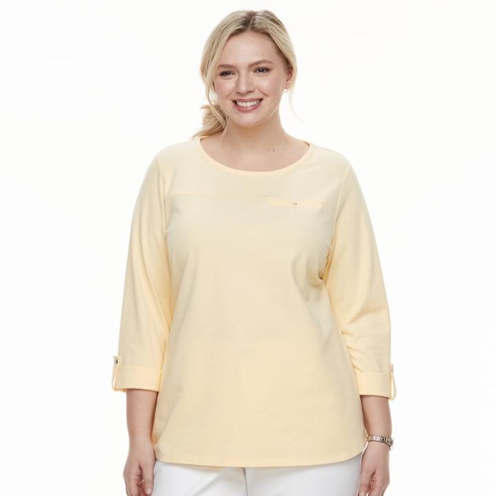 Plus Size Croft & Barrow&reg; Button-accent Pique Top, Women's, Size: 3xl, Gold