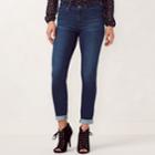 Women's Lc Lauren Conrad Cuffed Ankle Skinny Jeans, Size: 14, Dark Blue