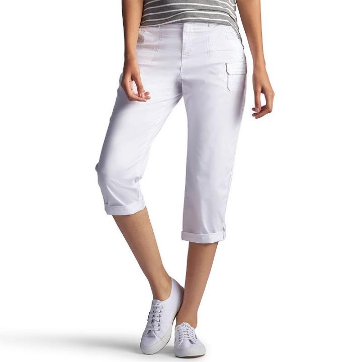 Petite Lee Carsen Relaxed Fit Twill Capris, Women's, Size: 14 Petite, White