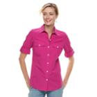 Women's Croft & Barrow&reg; Roll-tab Woven Shirt, Size: Medium, Med Pink