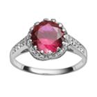 Sterling Silver Lab-created Ruby And Lab-created White Sapphire Crown Ring, Women's, Size: 7, Red