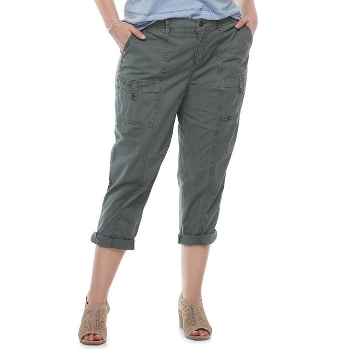 Plus Size Sonoma Goods For Life&trade; Ripstop Utility Capris, Women's, Size: 24 W, Grey