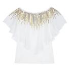 Girls 7-16 Iz Amy Byer Sequin Chiffon Popover Top, Girl's, Size: Large, White Oth
