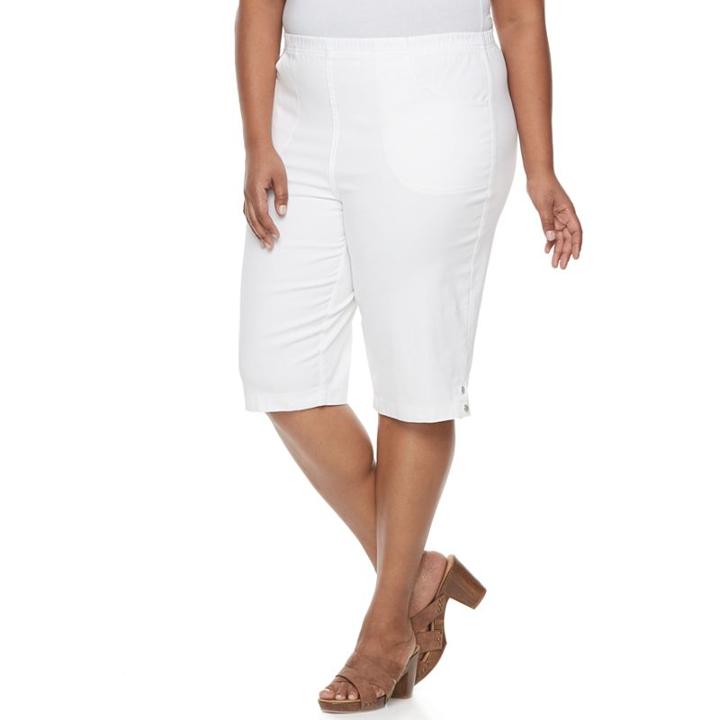 Plus Size Croft & Barrow&reg; Embellished Skimmer Capris, Women's, Size: Regular, White