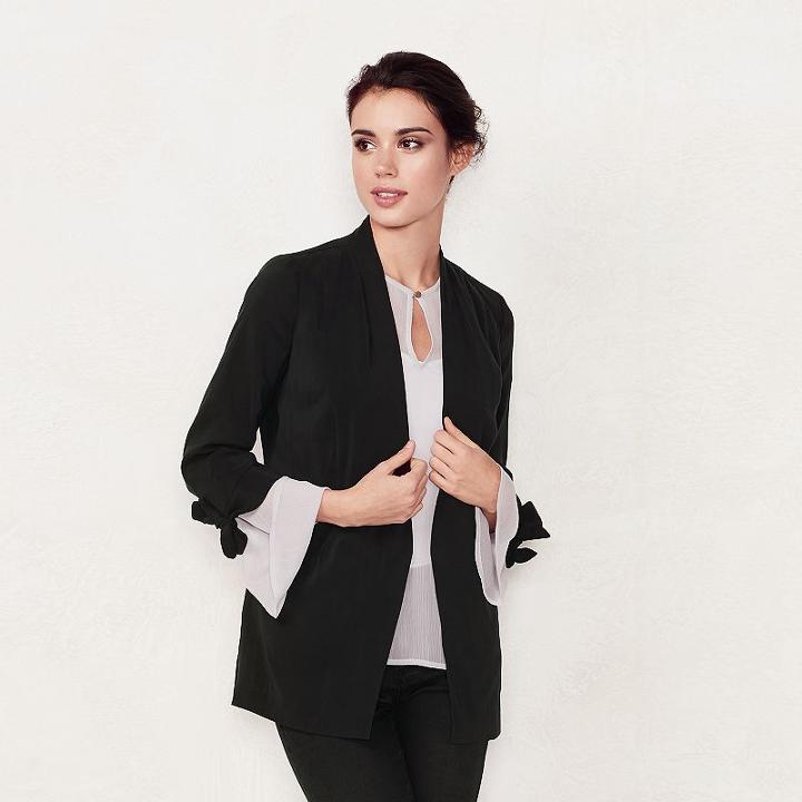 Women's Lc Lauren Conrad Ruched Blazer, Size: Large, Black