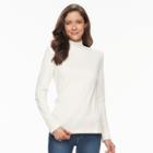 Women's Croft & Barrow&reg; Long Sleeve Mockneck Top, Size: Xxl, Natural