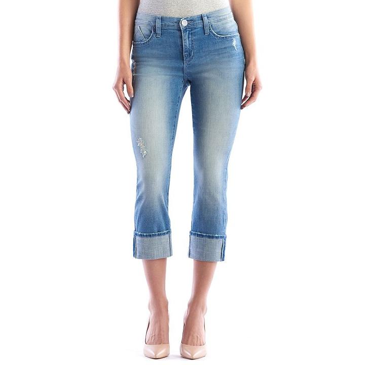 Women's Rock & Republic&reg; Kendall Faded Cuffed Jean Capris, Size: 4, Light Blue