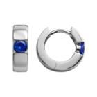 Sterling Silver Lab-created Sapphire Hoop Earrings, Women's, Blue