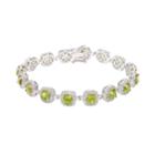 Sterling Silver Peridot & Lab-created White Sapphire Halo Bracelet, Women's, Size: 7.5, Green