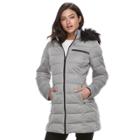 Women's Apt. 9&reg; Stretch Hooded Faux-fur Trim Puffer Jacket, Size: Large, Grey Other