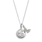 Hallmark Two Tone 18k Gold Over Silver Cubic Zirconia Mom & Butterfly Pendant Necklace, Women's, Size: 18, White