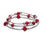 Apt. 9&reg; Red Beaded Curved Bar Stretch Bracelet Set, Women's, Silver