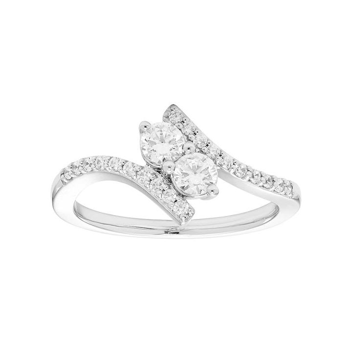 10k White Gold 1/2 Carat T.w. Diamond 2-stone Ring, Women's, Size: 6