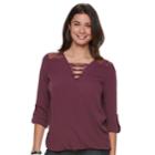 Women's Rock & Republic&reg; Strappy Lace Top, Size: Large, Purple