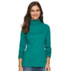 Women's Croft & Barrow&reg; Turtleneck Top, Size: Large, Med Green