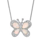 Lab-created Opal & Lab-created White Sapphire Sterling Silver Butterfly Pendant Necklace, Women's