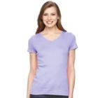 Women's Croft & Barrow&reg; Essential V-neck Tee, Size: Small, Med Purple