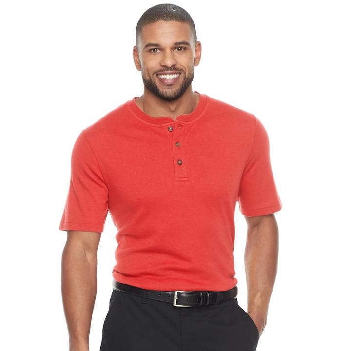 Men's Croft & Barrow&reg; Classic-fit Easy-care Interlock Henley, Size: Small, Med Orange