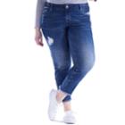 Juniors' Plus Size Amethyst Distressed Ankle Skinny Jeans, Teens, Size: 16, Dark Blue