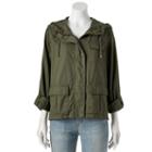 Juniors' Madden Girl Hooded Twill Utility Jacket, Size: Large, Lt Green