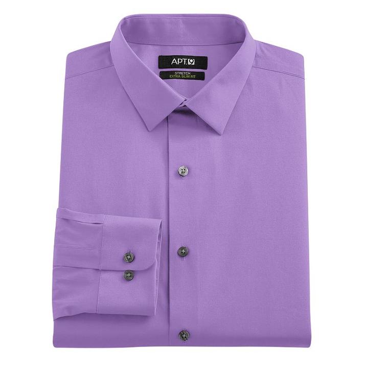 Men's Apt. 9&reg; Extra-slim Solid Stretch Dress Shirt, Size: 15-34/35, Med Purple