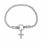 Brilliance Cross Charm Tennis Bracelet With Swarovski Crystals, Women's, Size: 7, White
