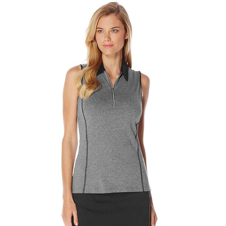 Women's Grand Slam Performance Heather Sleeveless Golf Polo, Size: Medium, Grey Other