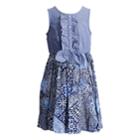 Girls 4-6x Youngland Front Tie Chambray Woven Dress, Size: 6, Blue