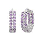 Amethyst Sterling Silver Inside-out Hoop Earrings, Women's, Purple